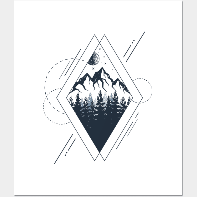 Mountains. Geometric Style Wall Art by SlothAstronaut